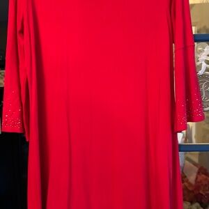 Kim Rogers Vibrant Red Long Sleeve Dress